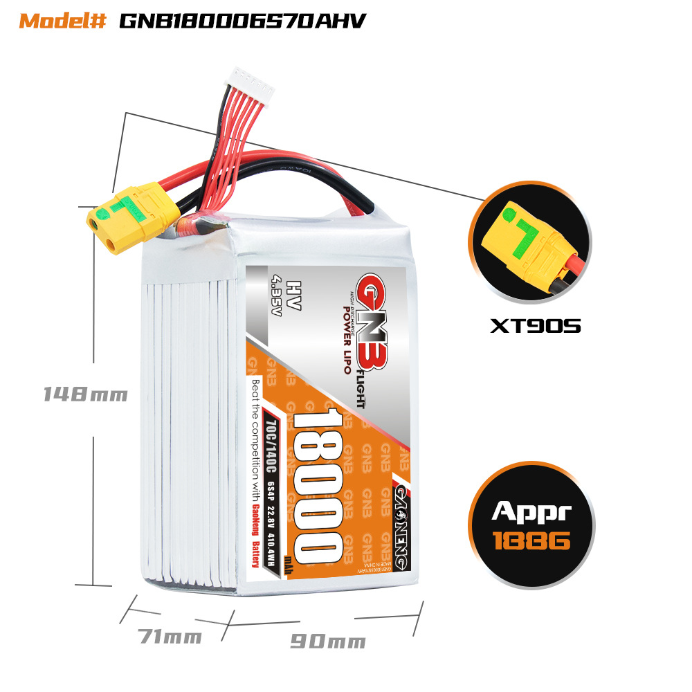 Акумулятор GNB High Energy 18000 мА·год 6S 22,8 В 70 C LiHV для моделей RC та засобів захисту рослин - Image 2