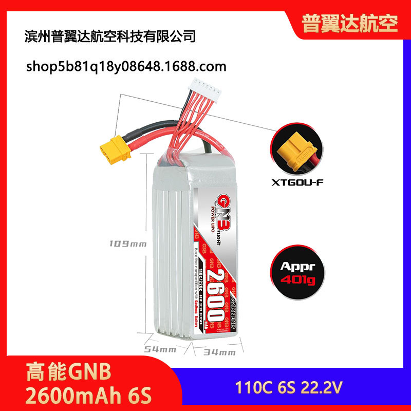 Hochleistungs-GNB 2600mAh 6S 22,2V 110°C FPV-LiPo-Akku mit XT90-Stecker - Image 2