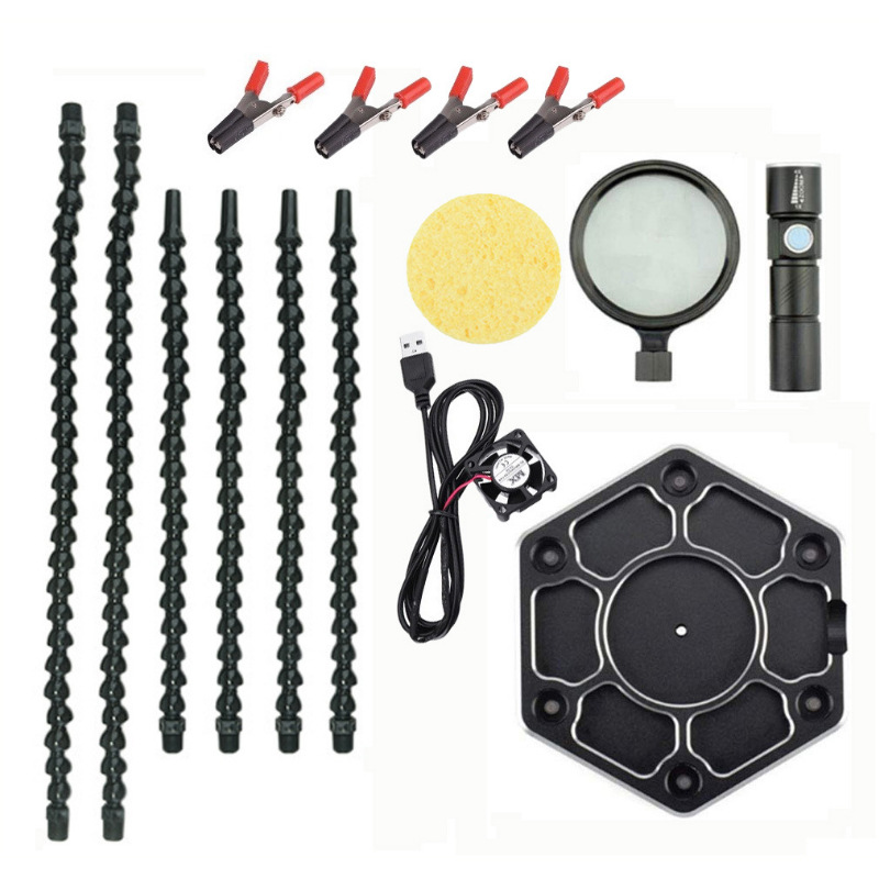 Six Claw Multifunctional Aluminum Alloy Soldering Station LED Magnifying Glass Auxiliary Tool - Image 5