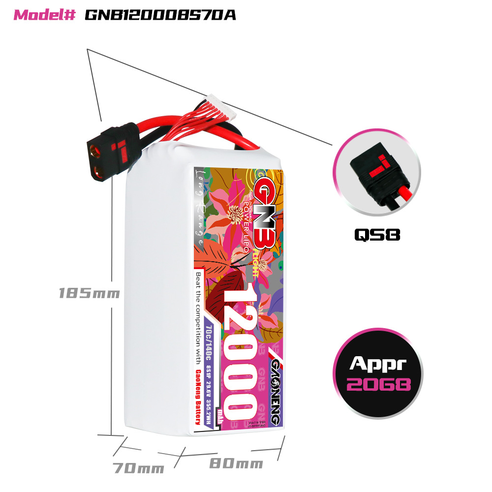 GNB High Energy 12000mAh 8S 29.6V 70C LiPo-Akku für RC-Drohnen und Pflanzenschutzgeräte - Image 2