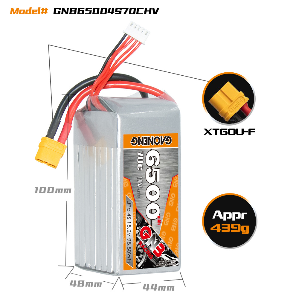 GNB High Energy 6500mAh 4S 15,2V 70C HV LiPo-Akku für RC-Autos, Schiffe, Flugzeuge und Roboter - Image 2