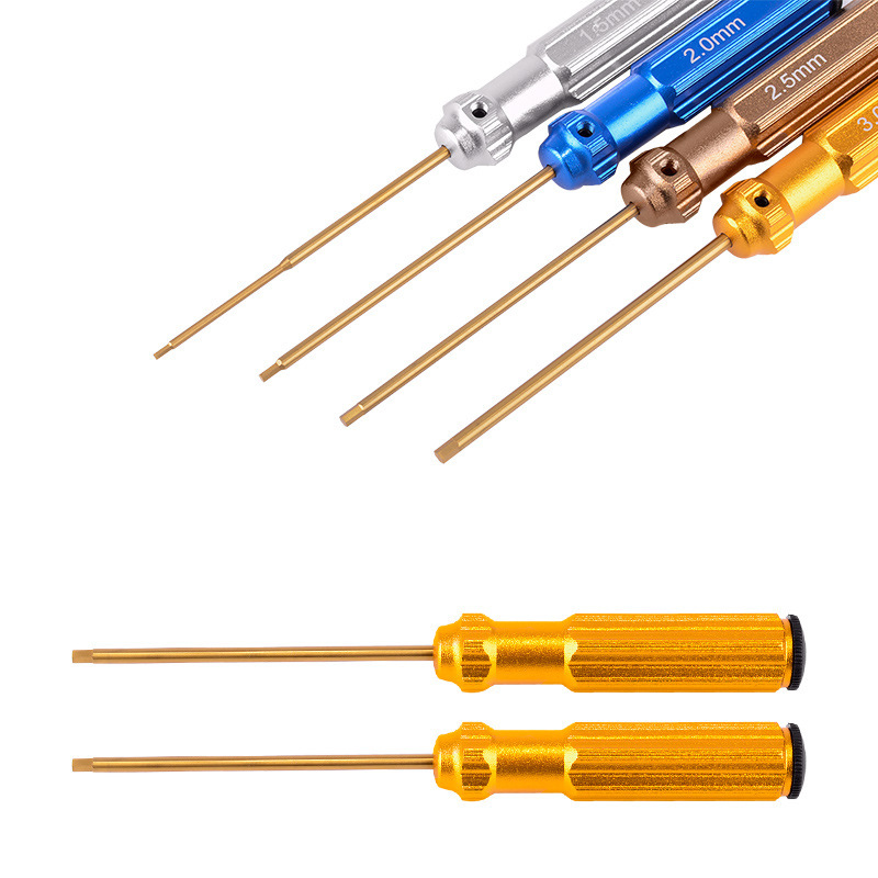 Model Car Ship Tool Color Lightweight Hexagon Screwdriver Titanium Plated Gold Four Piece Set - Image 4