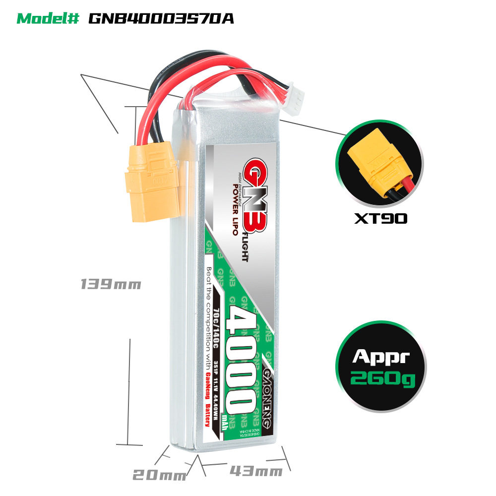 GNB High Energy 4000 mAh 3S 11,1 V 70 C LiPo-Akku für RC-Modelle und Drohnen - Image 2