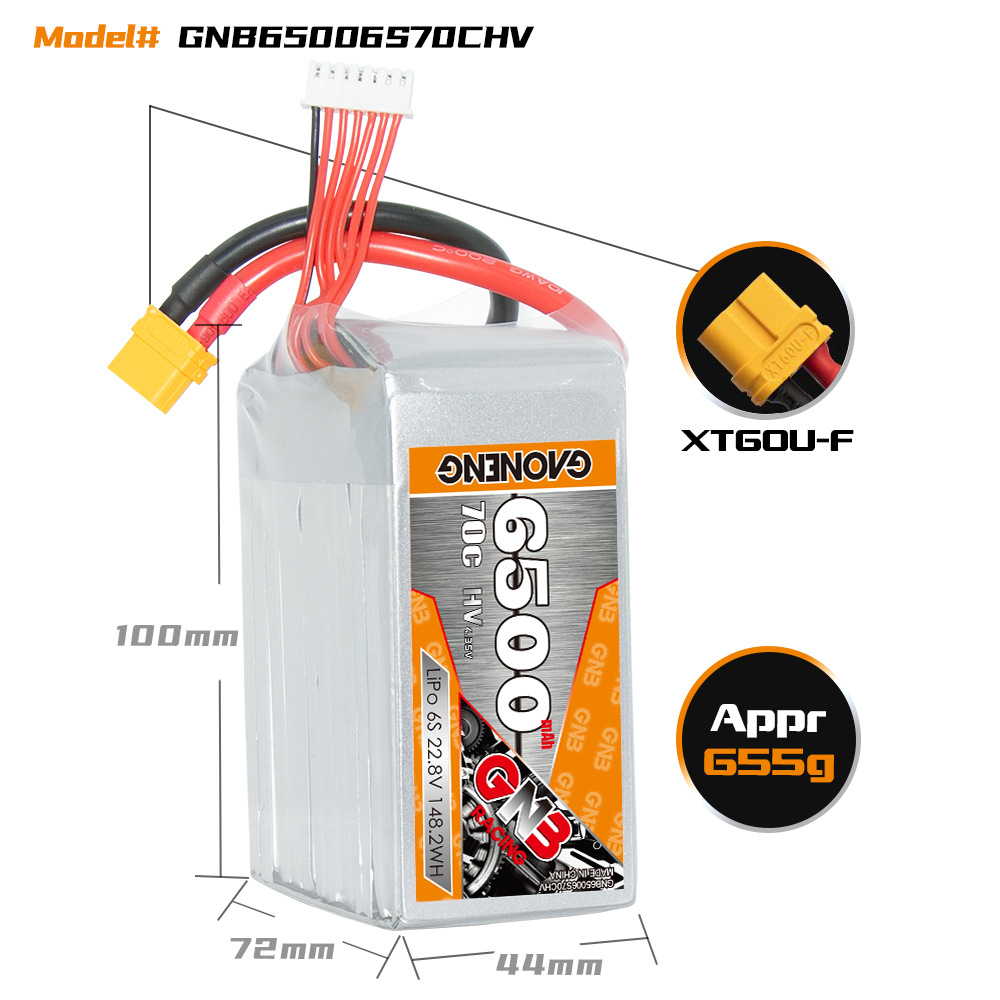 GNB High Energy 6500 mAh 6S 22,8 V 70 C HV-LiPo-Akku für FPV-Drohnen und RC-Modelle - Image 2