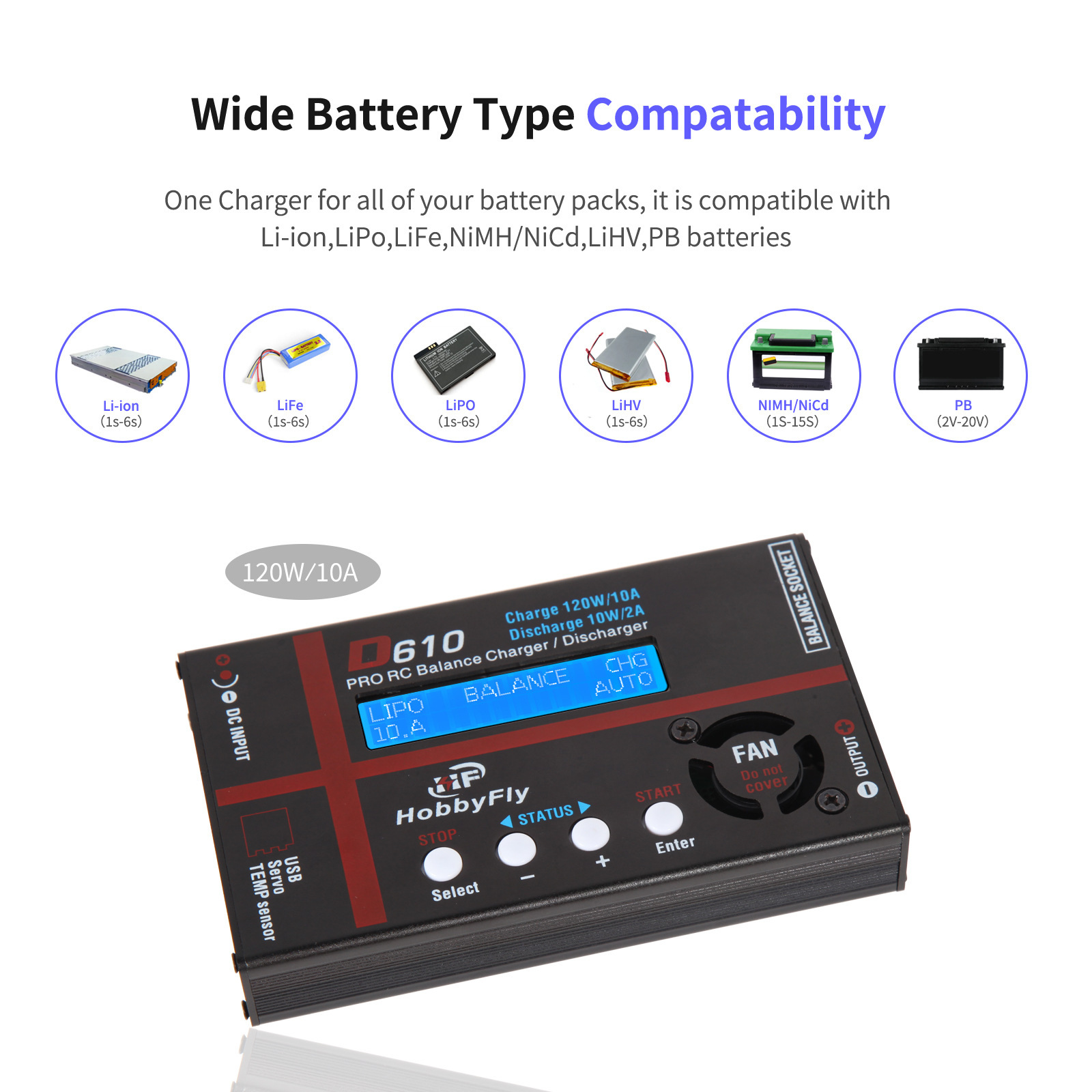 Imax D6Ac 120W Smart Balance Charger for RC Model Aircraft Lithium Battery with Power Cord - Image 2