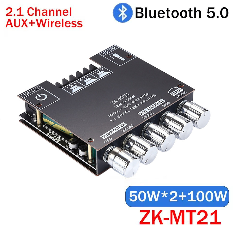 ZkMt21 21 Channel Bluetooth Digital Amplifier Module 50W 2 100W High Low Tone Super Bass Audio Board - Image 2