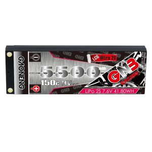 Аккумулятор LiPo GNB High Energy на 5500 мАч, 2S, 7,6 В, 150°C, в жестком корпусе LCG HV для радиоуправляемых гоночных автомобилей масштаба 1/10