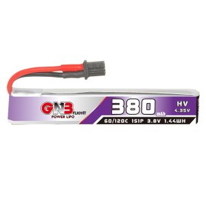 High Energy 380mAh 1S 3.8V 60C HV LiPo Battery for Indoor FPV Whoop GNB3801S60WHV