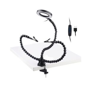 Universal Arm Aluminum Alloy Clamp Soldering Station 3 Hole PCB Welding Auxiliary Tool Three Claw LED Magnifying Glass
