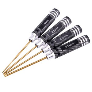 HSS Titanium Plated Hex Socket Screwdriver Set for RC Model Aircraft 4 Pieces