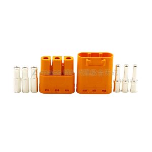 قفل أسلاك نحاسي مطلي بالفضة من Amass Ames، طراز LCC40 M F، مقبس تيار مستمر لبطارية الليثيوم MR90، مواصفات قياسية