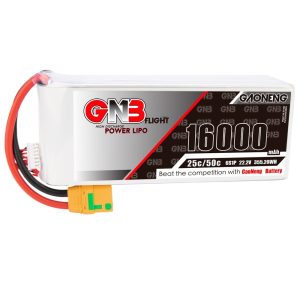 بطارية ليبو GNB عالية الطاقة سعة 16000 مللي أمبير/ساعة، 6 خلايا، 25 سي، 22.2 فولت للطائرات بدون طيار والمروحيات المستخدمة في حماية المحاصيل