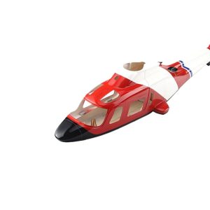 A109 Helicopter Fuselage Red White Painted Fiberglass Composite Body 450 500 Model