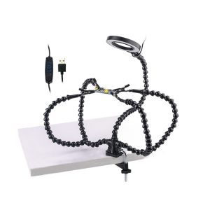 Simple Soldering Station 3 Holes 5 Arm LED Light Adjustable Magnifying Glass PCB Auxiliary Tool