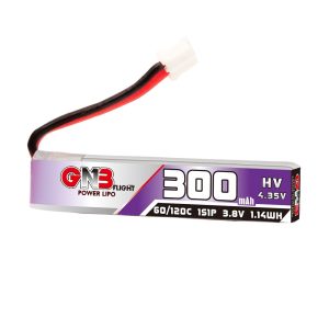 GNB 300mAh 1S 3.8V 60C HV LiPo Battery for Small Brushless FPV Drones GNB3001S60WHV